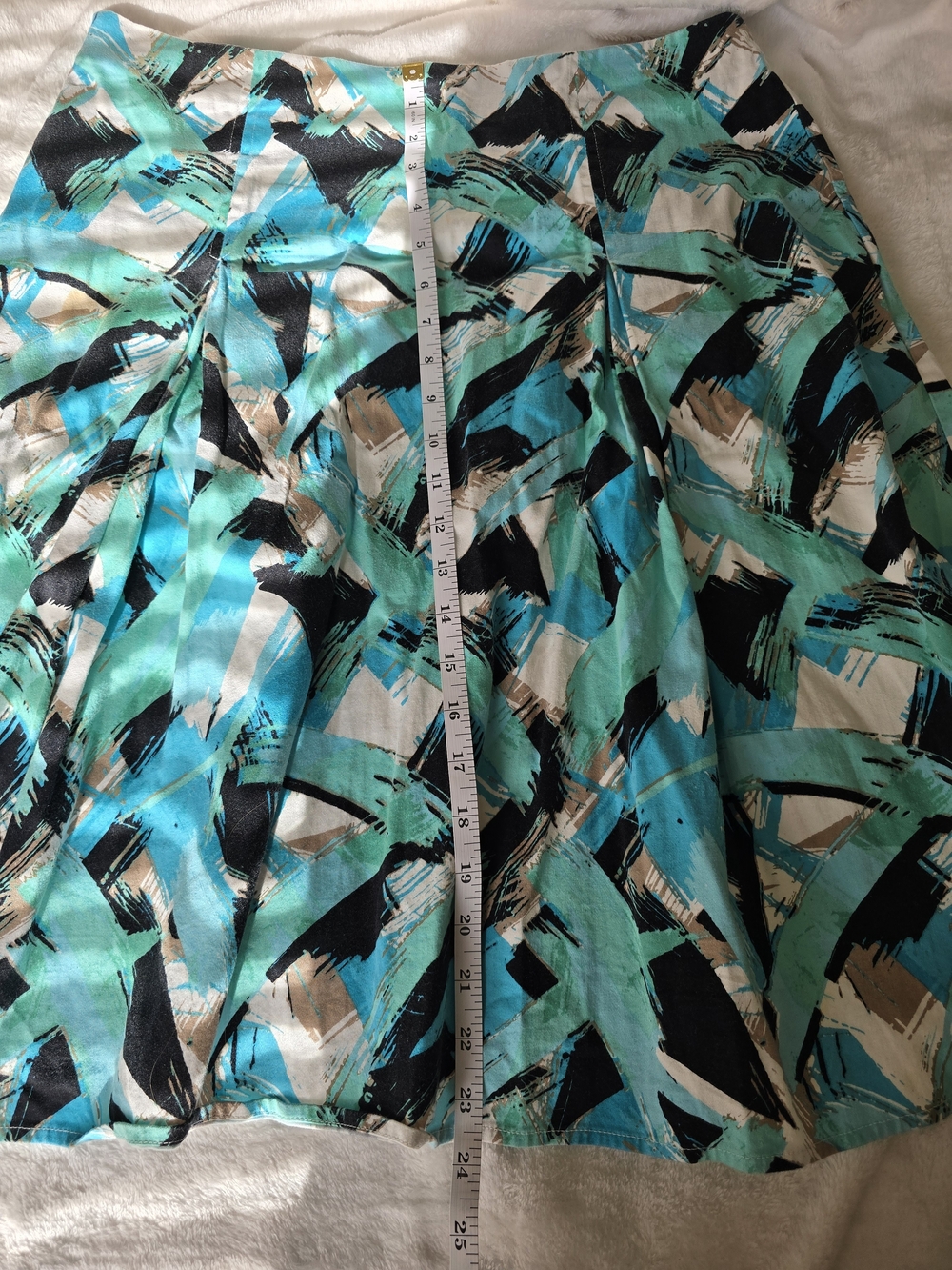 Christopher & Banks Turquoise Brushstroke A-Line Skirt - Picture 7 of 7